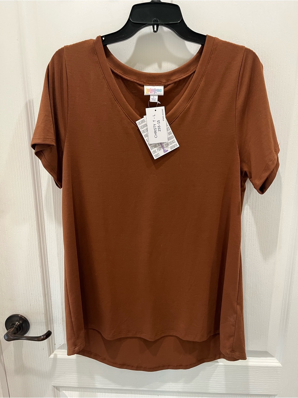 LuLaRoe V-Neck Short Sleeve Top - Rust Brown